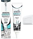 PENTAUSA Tile Grout Repair Kit - White Grout Filler, Triple Protection, Fast Drying Formula Restores and Renews Grout Lines with Scraper (White, 8.8oz / 250gr)