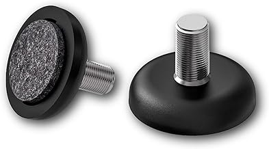 OL 2 Bodenausgleichsschrauben Rund, mit Filz, Gewindebolzen Stahl/verzinkt, M8x20mm, 24mm, Schwarz, Torx, 2 Stück