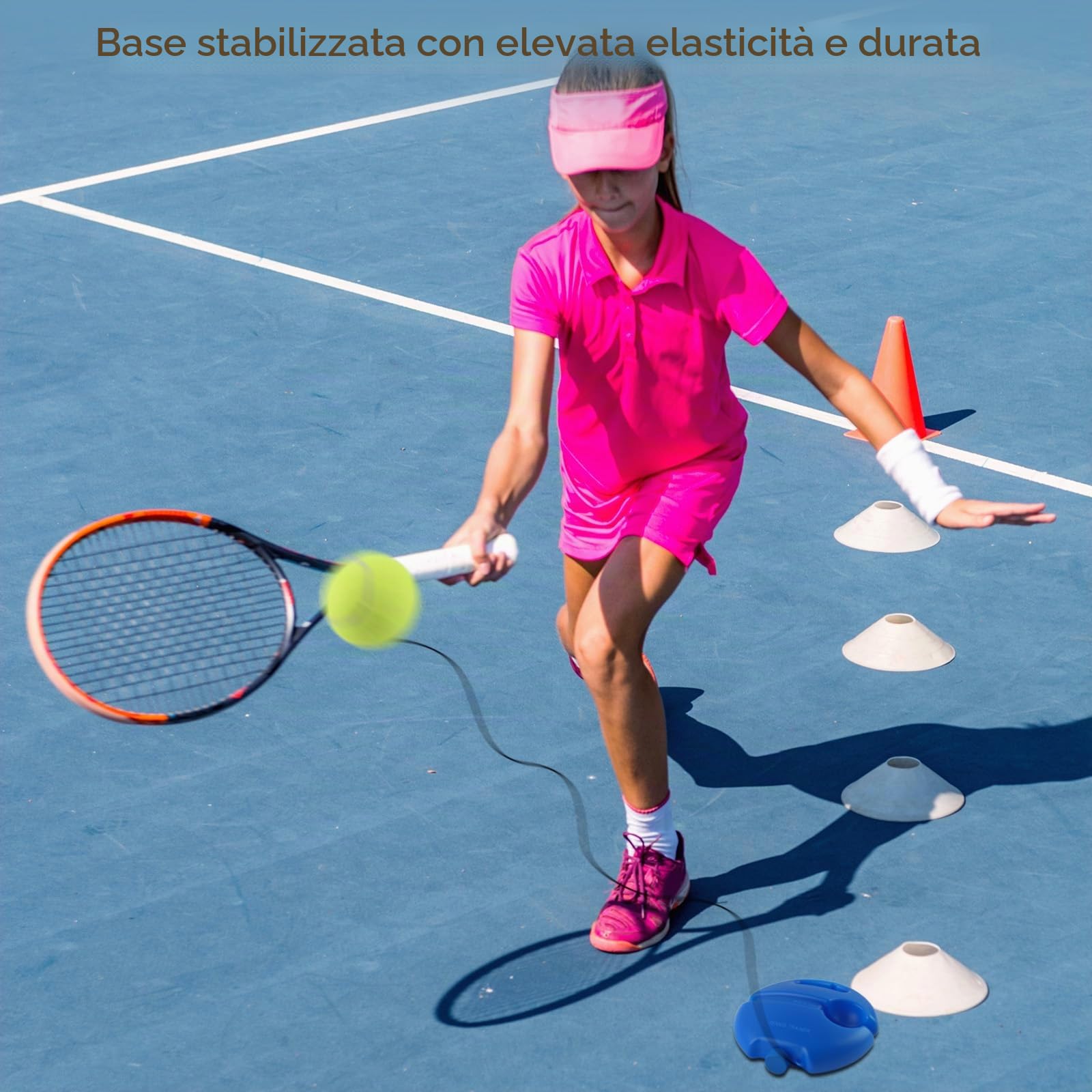 Tennis Trainer Set con 2 Palline da Tennis Rebound, Comodo Tennis Trainer per l’Allenamento Tennis Autonomo di Adulti, Bambini e Principianti