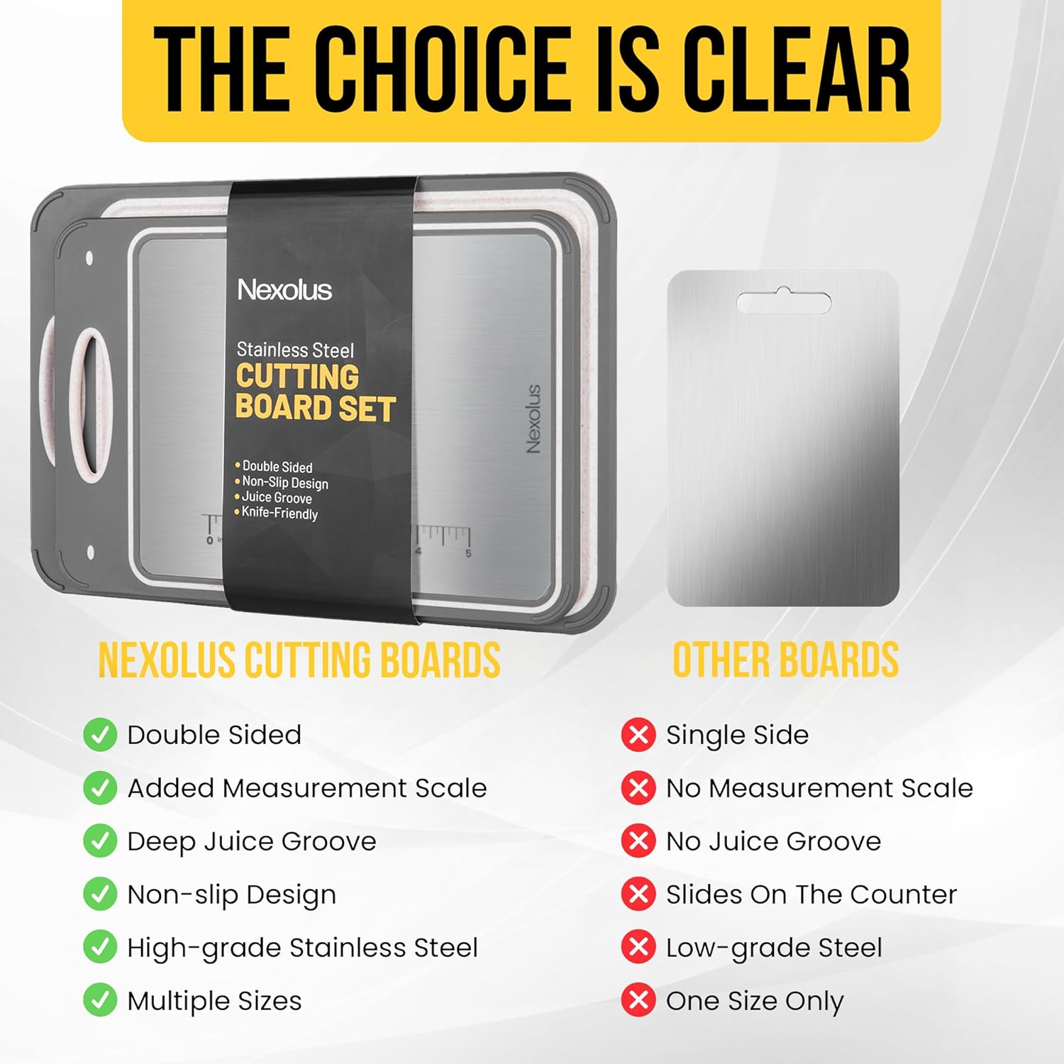 2 Pack Titanium Cutting Board Set, Large Double Sided - 16x11" + 14x9" - Titanium Cutting Board for kitchen with Deep Juice Groove, Built-In Measurement Scale & Easy to Clean