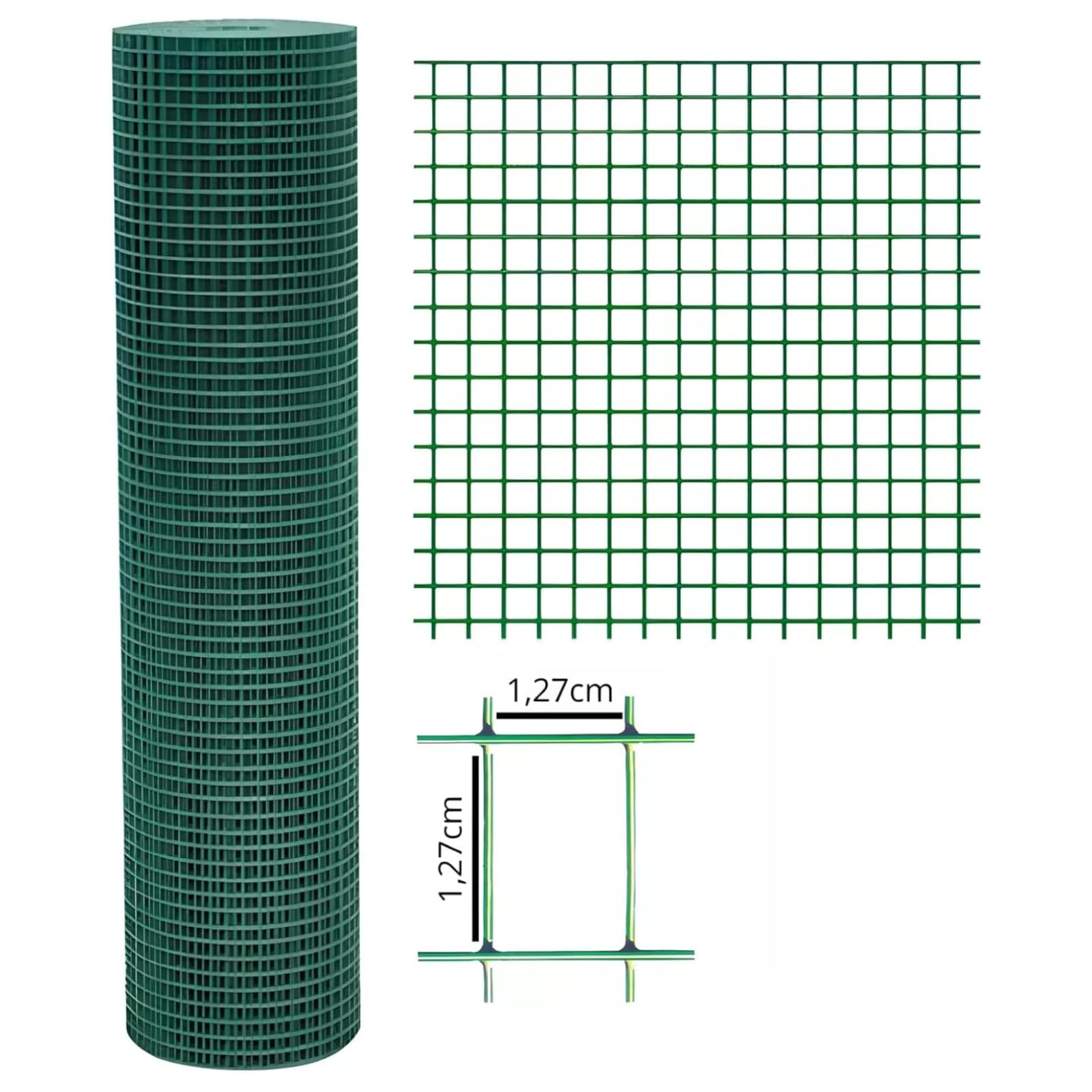 Rete Plasticata Elettrosaldata Zincata Metallica Verde, Rotolo 25 mt, Recinzione Rigida Recinto Protezione Plastificata Giardino Balcone Terrazzo, Vari Formati (Verde, h 50 cm)
