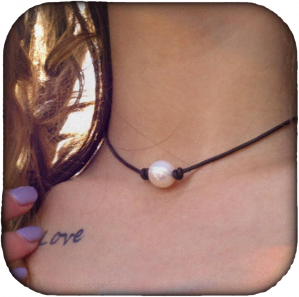 Doubnine Choker with Simulated Pearl Black Necklace Minimalist Dainty Tiny Handmade Women Jewelry for Her