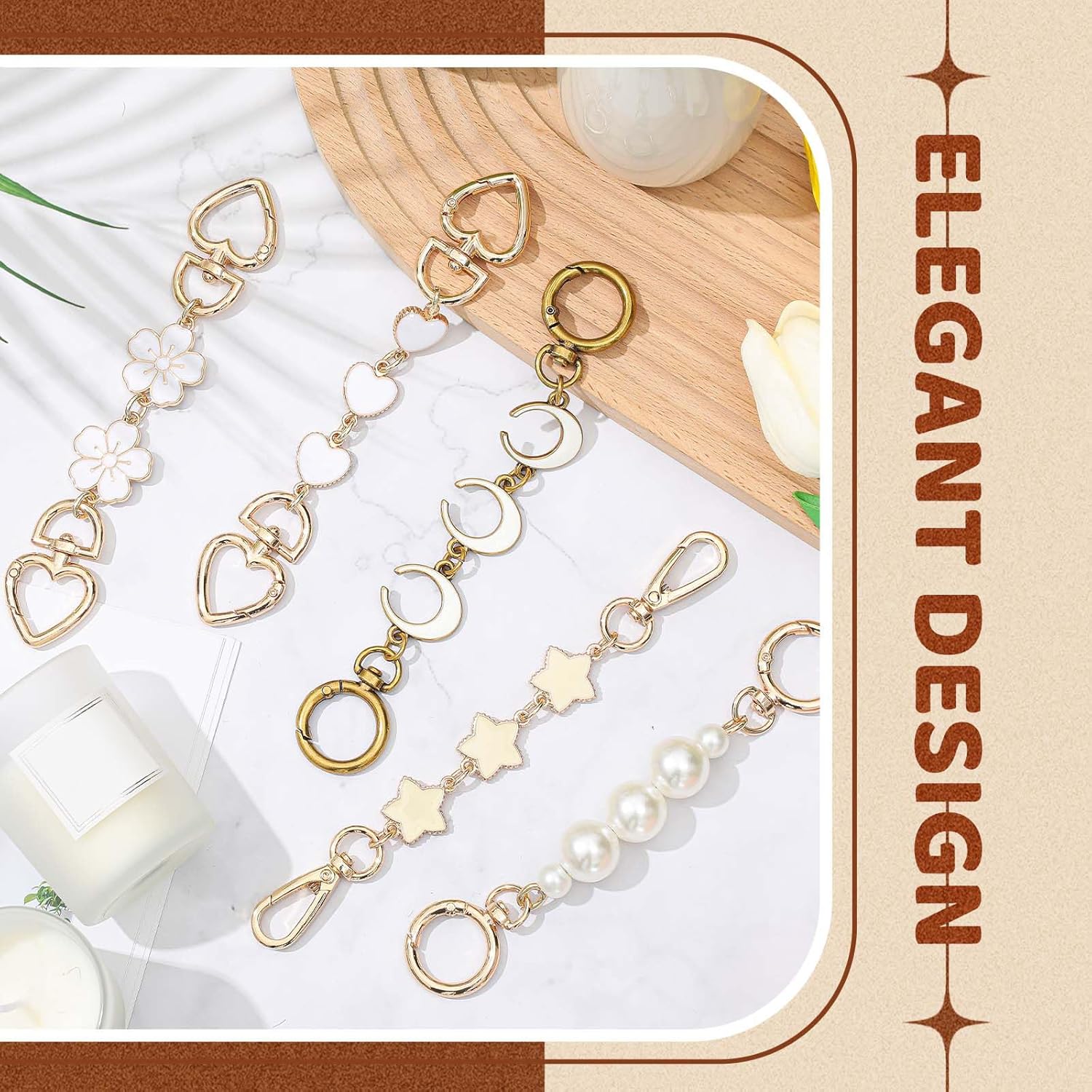 5 Pcs Bag Extender Chain Purse Strap Extender Gold Metal Bag Replacement Chain for Handbag Crossbag ShoulderBag Making Supplies Purse Chains Accessories(Elegant) - Image 7