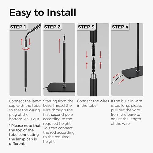Miniatura 7 de Grow Light - Lámpara de pie de crecimiento LED de espectro completo con soporte extensible de 63 pulgadas de altura, base estable grande, regulable