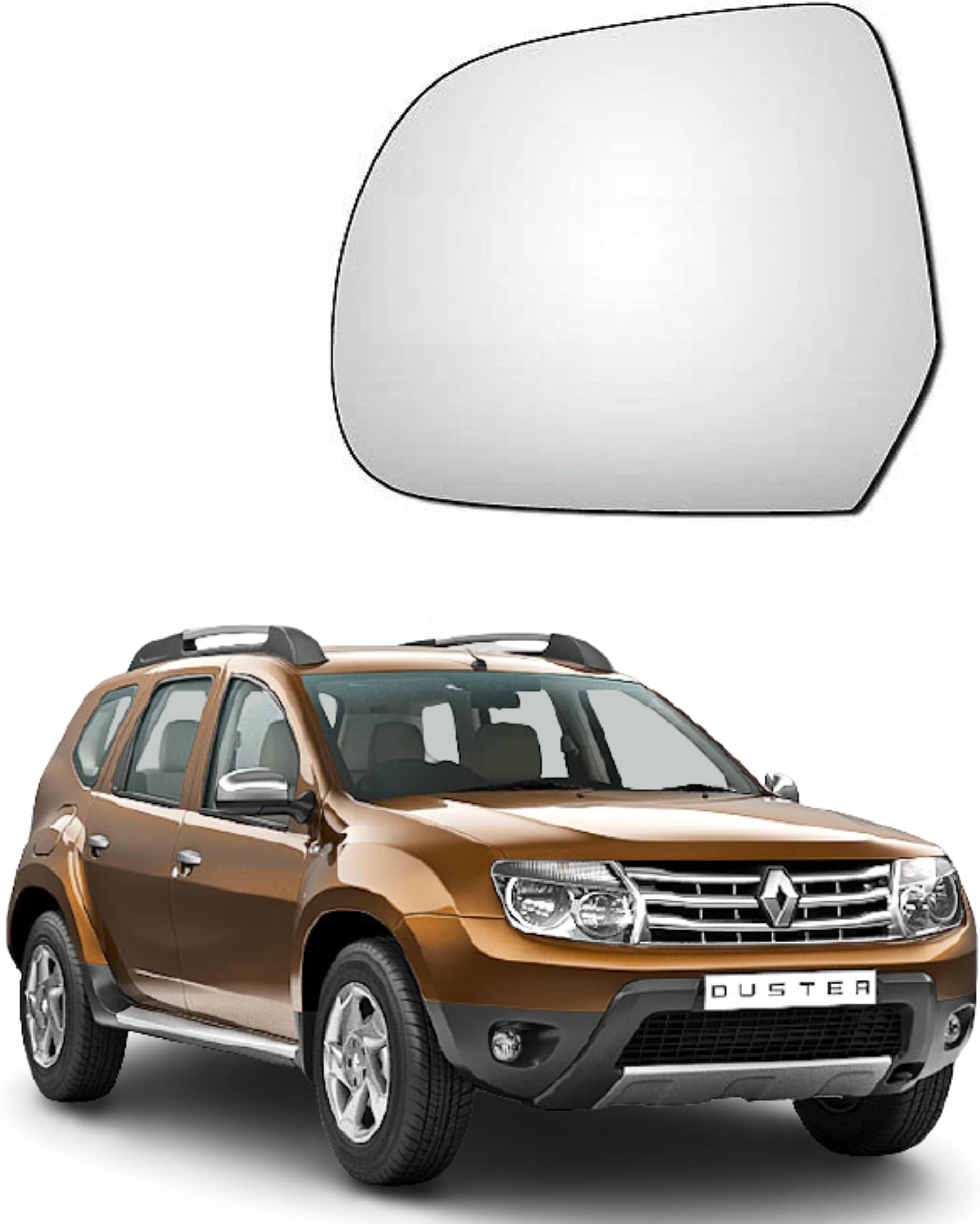 Rear View Mirror Glass (Left/Passenger Side) Compatible with Renault Duster (Type-1) 2012-16