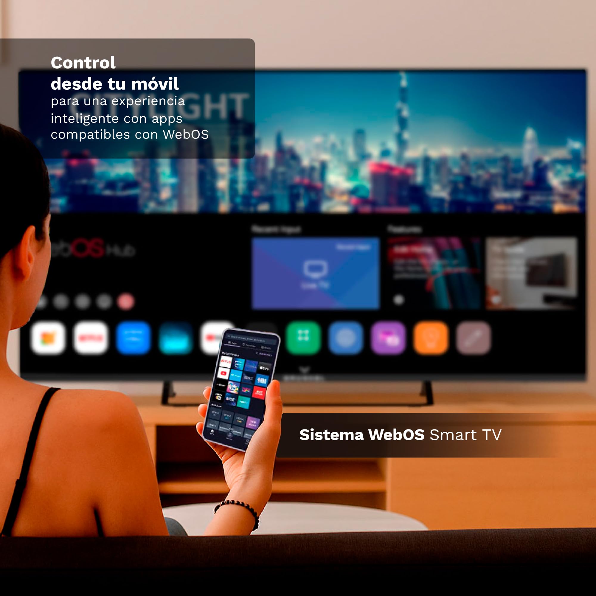 Grunkel QLED-5526WBS Smart TV QLED 55” 4K UHD | Sistema webOS | TDT T3 + Satélite S3 | WiFi Integrado | Grabador USB-PVR | 4 HDMI | Sonido 20W