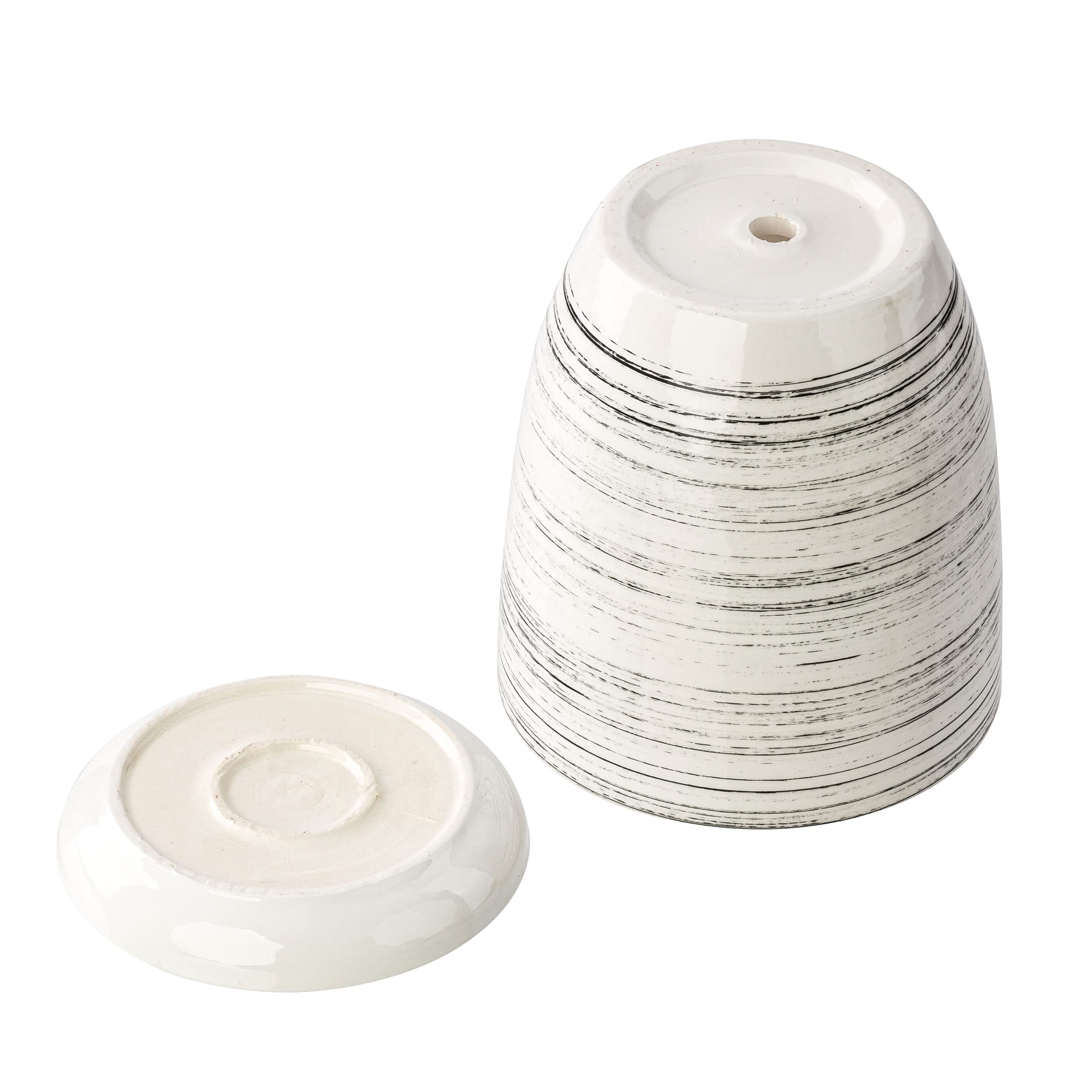 botle Blumentopf Blumenübertopf weiß gewischt Blumenschale mit Untersetzer Rund BxH 290 mm x 300 mm Oberfläche Glanz Keramik Modern Glamour