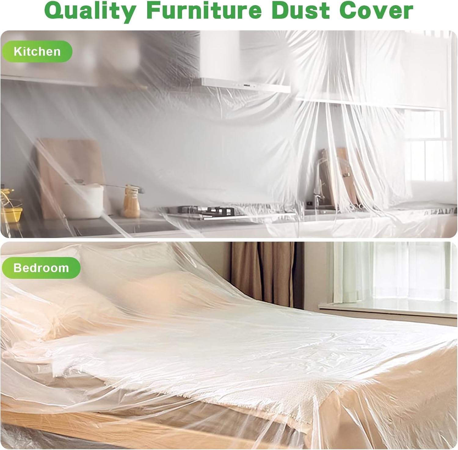 20 Pack Plastic Drop Cloth for Painting, 10 x 13 Ft Waterproof and Dustproof Clear Painters Plastic Sheeting, Paint Plastic Covering Disposable for Furniture and Floors