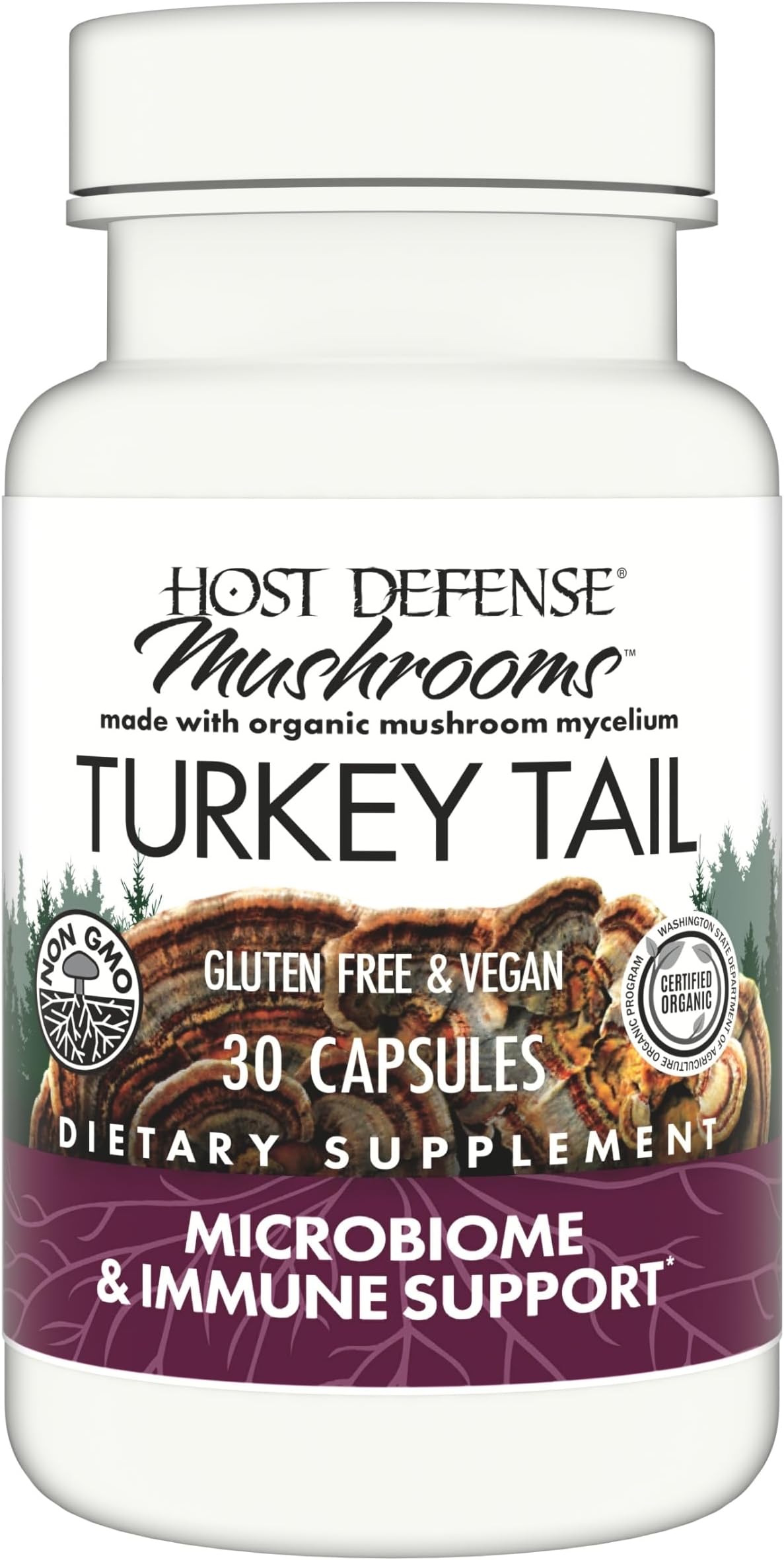Turkey Tail Capsules - Digestive Health & Immune Response Support Supplement - Mushroom Supplement for Gastrointestinal & Gut Microbiome Support - 30 Capsules (15 Servings)*
