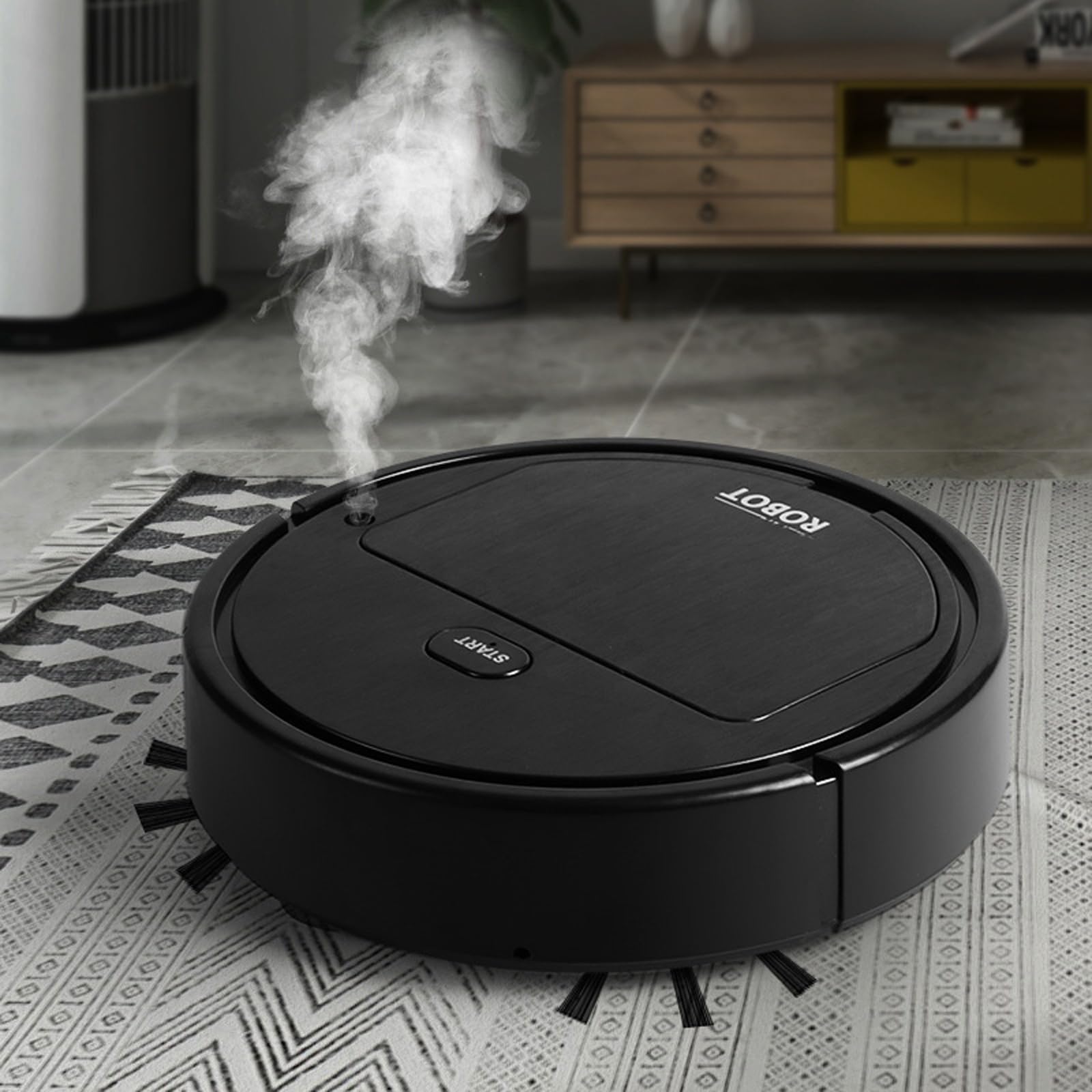 DustaPro Robot Vacuum for Home, Compact Automatic Floor Cleaner with Powerful Suction, Low Noise Operation, Cleans Pet Hair, Dust & Crumbs on Hardwood, Tile and Low-Pile Rugs，Black