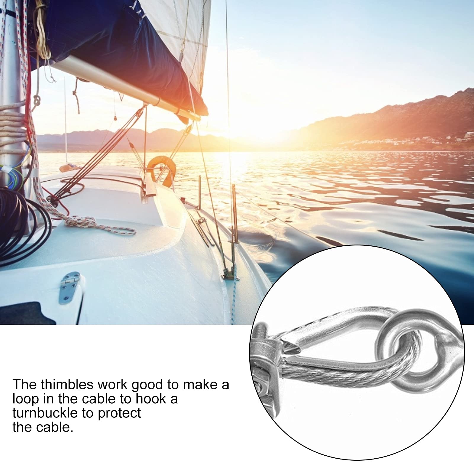 Wire Rope Cable Thimbles, 20MM 20MM Wire Rope Cable Thimbles M20 Stainless Steel for Wire Rope Cable for 20MM Diameter