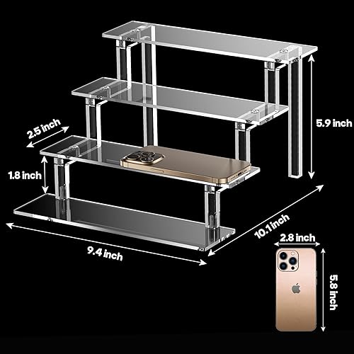 Vista 12 de Kcrystenia Soportes de exhibición de acrílico, estante organizador de perfumes transparente de 9 pulgadas, elevadores acrílicos de 4 niveles