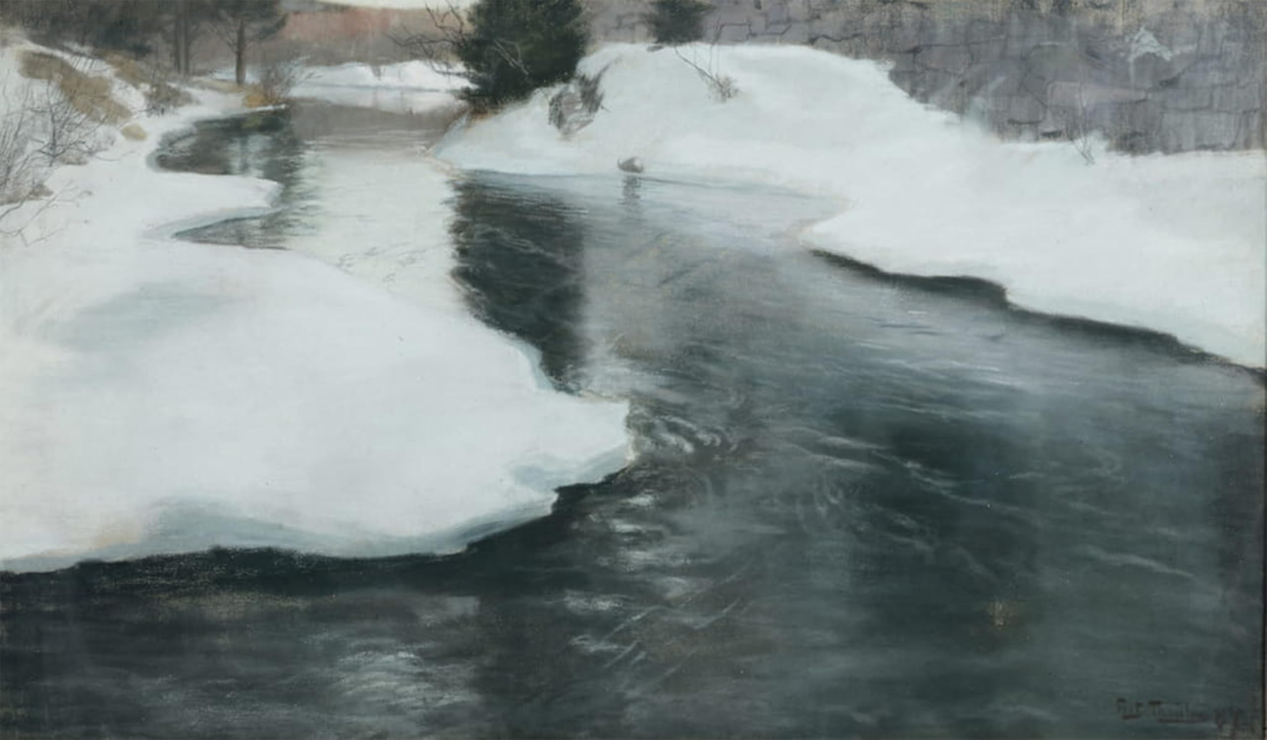 ARTXLXXBN Famous Art Print Poster Vintage Wall Art Spring Thaw by Fritz Thaulow Canvas Art Poster for Home Decor 60x90cm