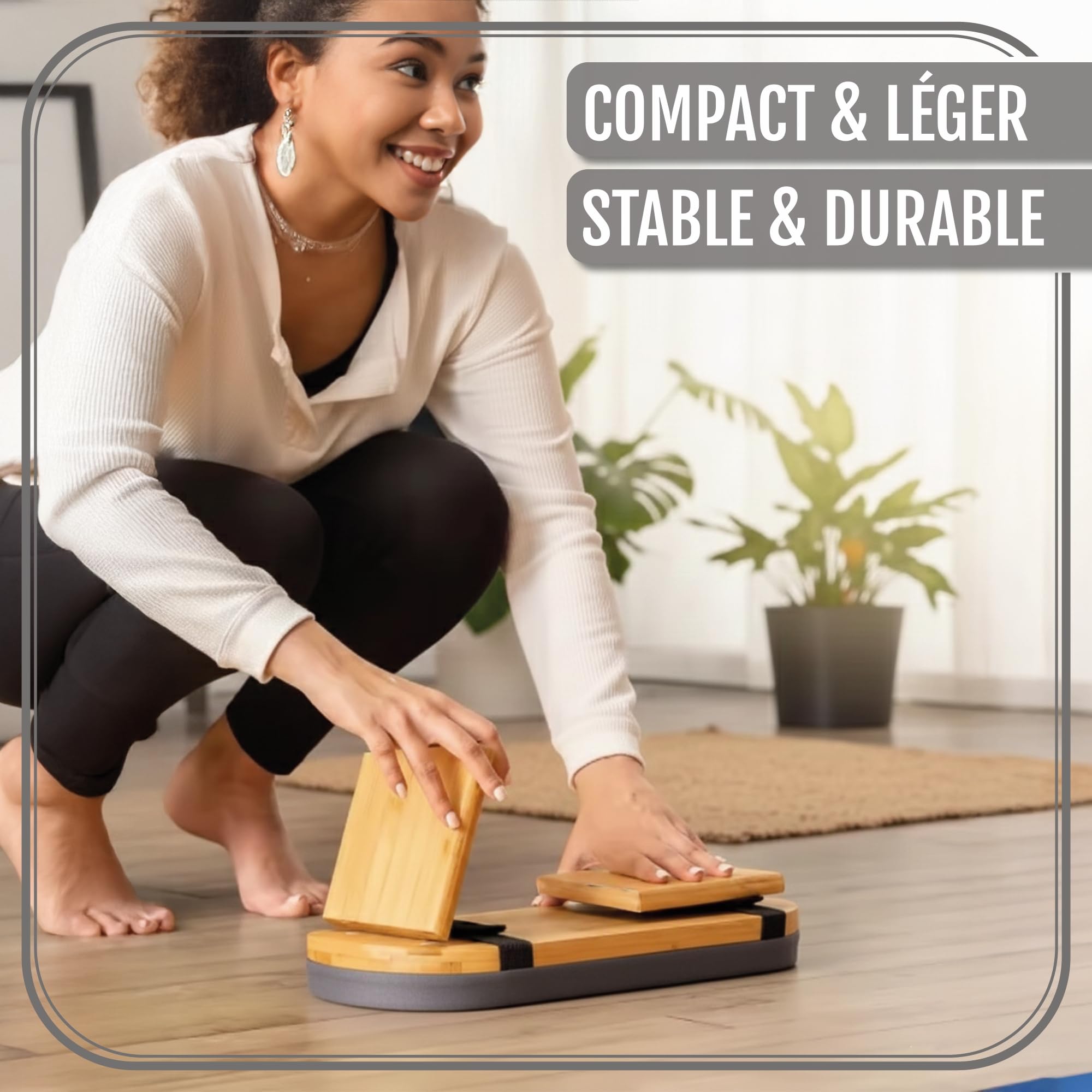 Banc de Méditation Pliable 44x18 cm avec Coussin Tabouret de Yoga Ergonomique en Bambou Durable pour Pleine Conscience & Soulagement des Genoux