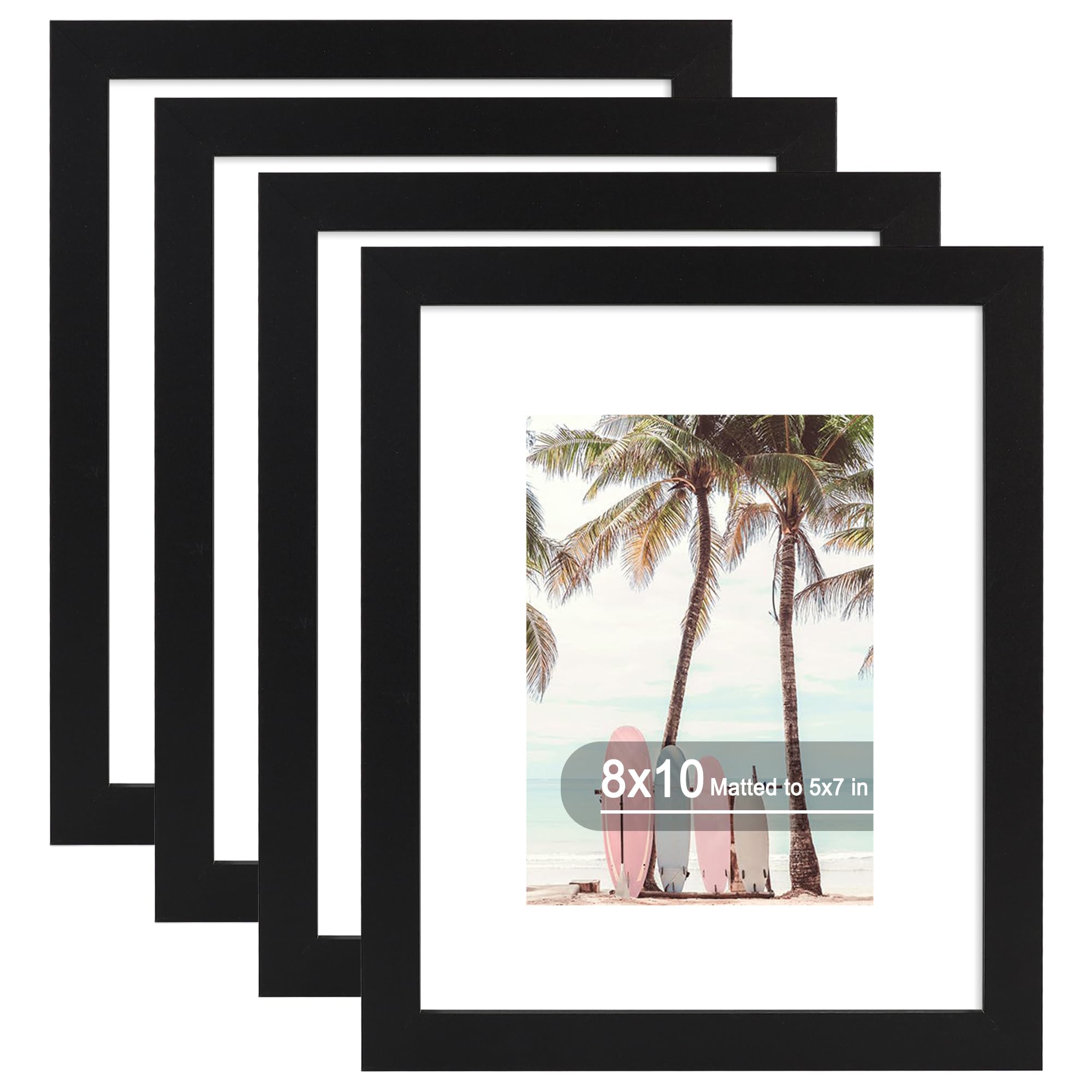 Hongkee 8x10 Picture Frame 4-Pack with Real Glass