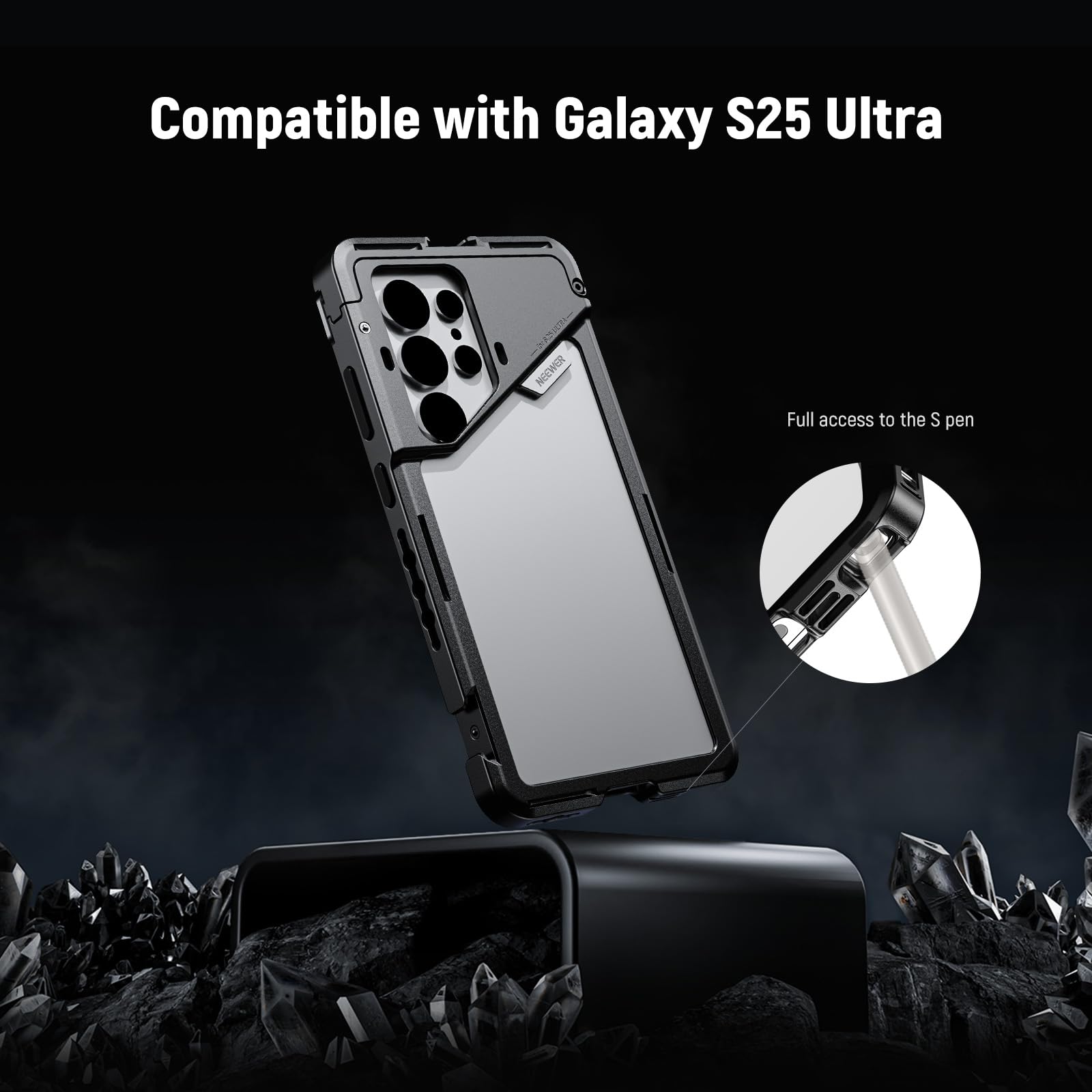 Neewer S25 Ultra klatka na telefon, mobilny stabilizator do telefonu z adapterem filtra 67 mm, tylna płyta obiektywu 17 mm, adapter obiektywu z mocowaniem T, kompatybilny z obiektywami Samsung Galaxy