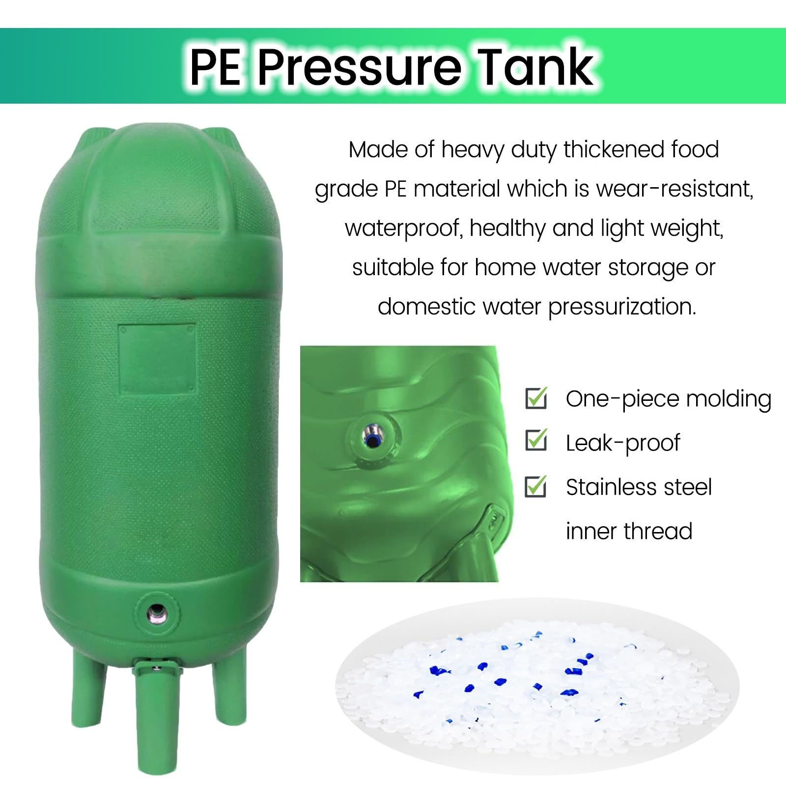 JYHHCYS Vaso de expansión Tanque De Presión para Pozo De Agua con Accesorios, para Bomba De Pozo, Tanque De Almacenamiento De Agua Presurizada para Cocina, Ducha E Inodoro(100L/26.4GaL(90x40cm))
