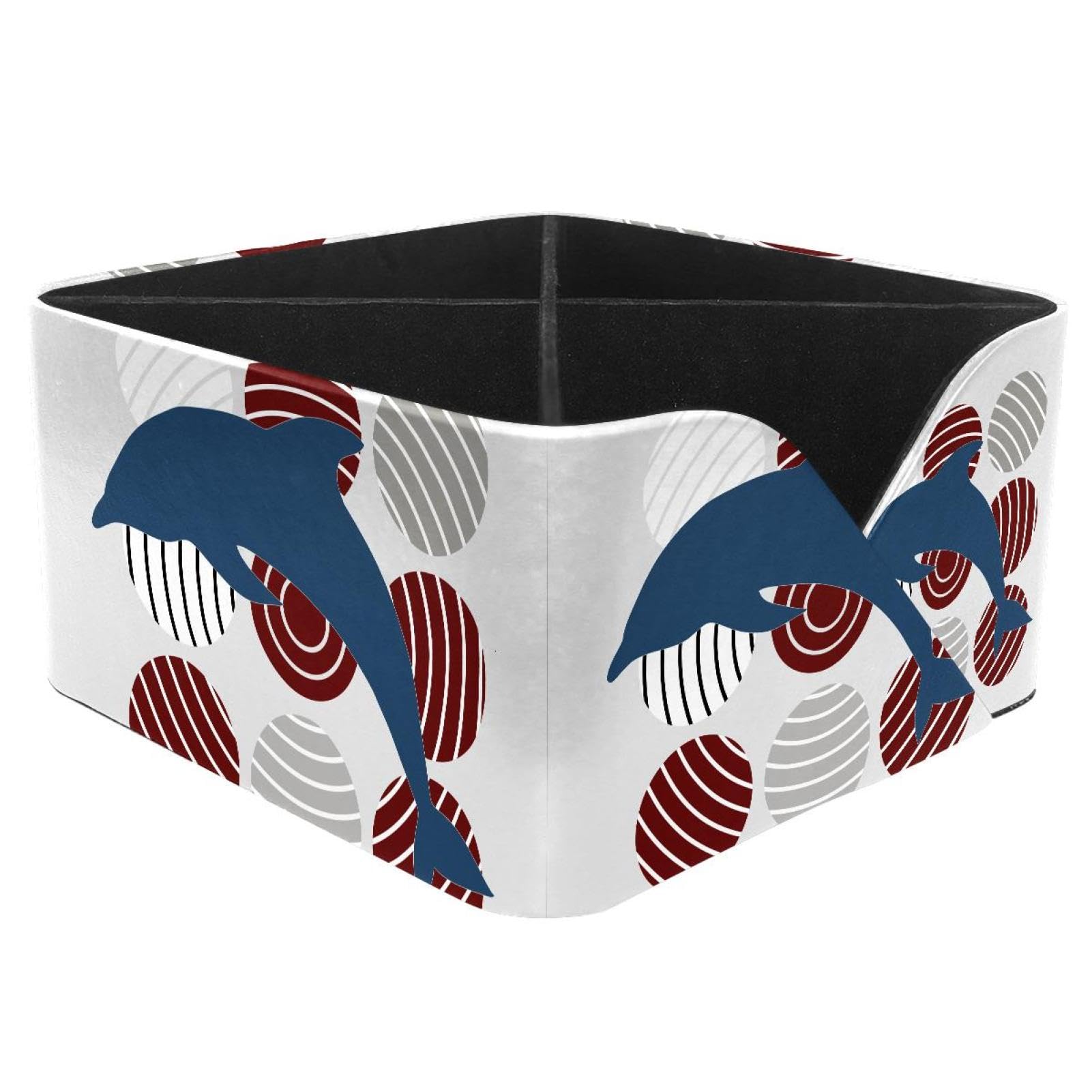 KengjuTesu Dolphin Balls Desktop Organizer Pen Holder, Rectangular Pencil Cup for Office, Study and Makeup Stations