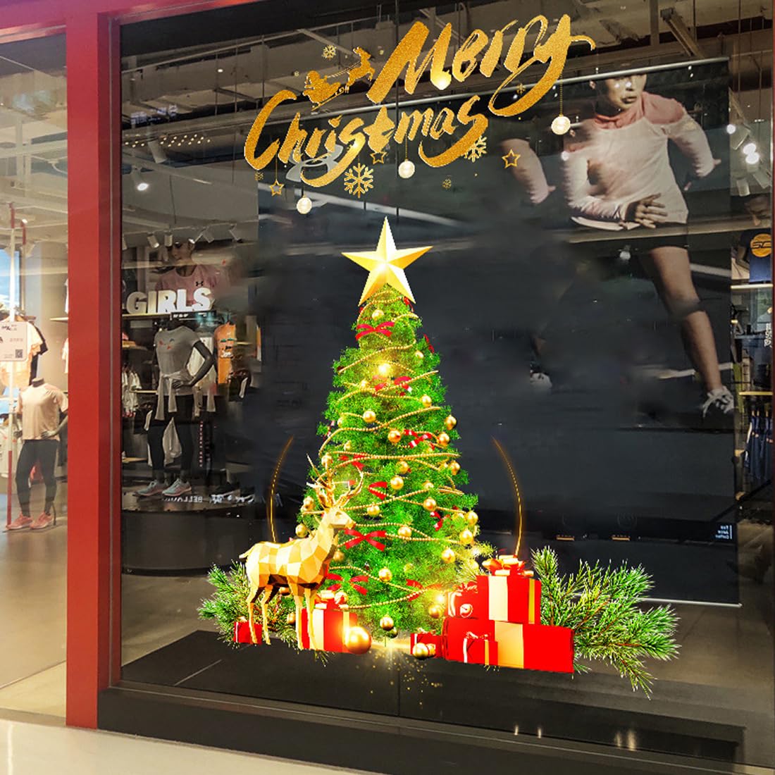 9 Sheets Christmas Window Clings - Holiday Tree Stickers For Glass Door Decor