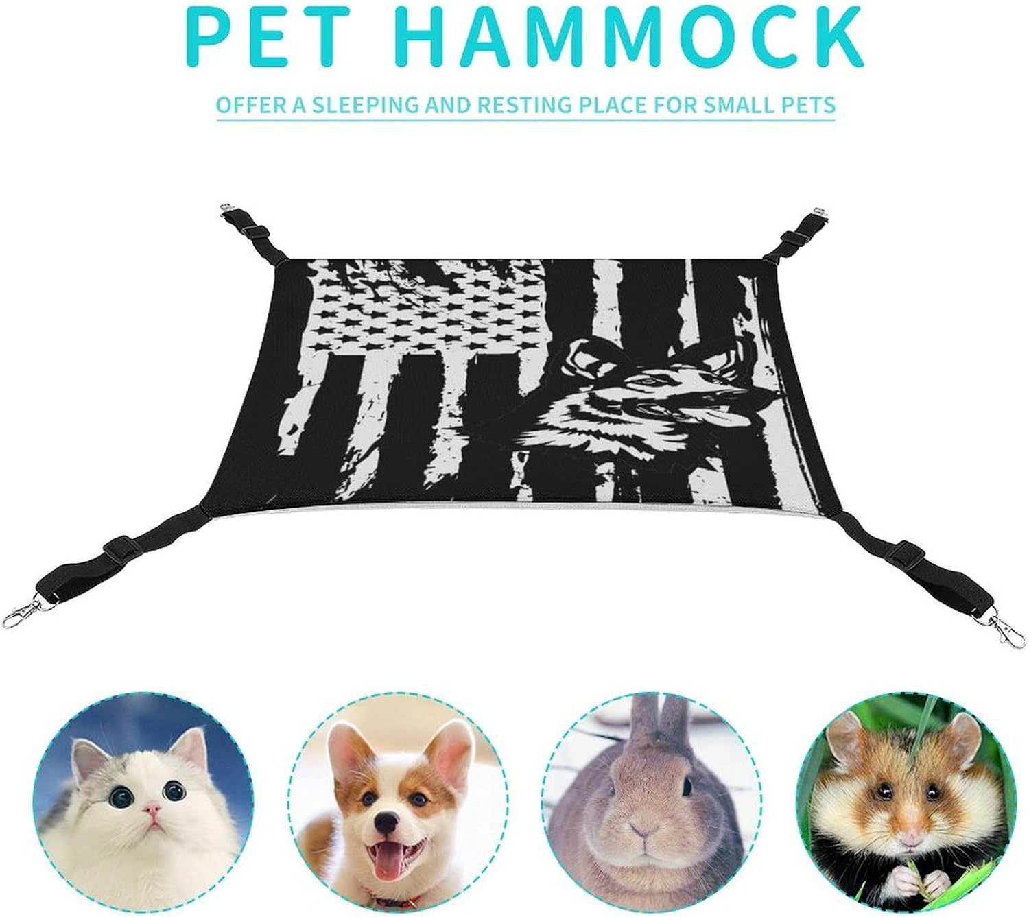 review USA Flag with German Shepherd Dog Cat Hammock- Comfort & Style Soft Pet Bed for Cat Puppy Or Small Pet