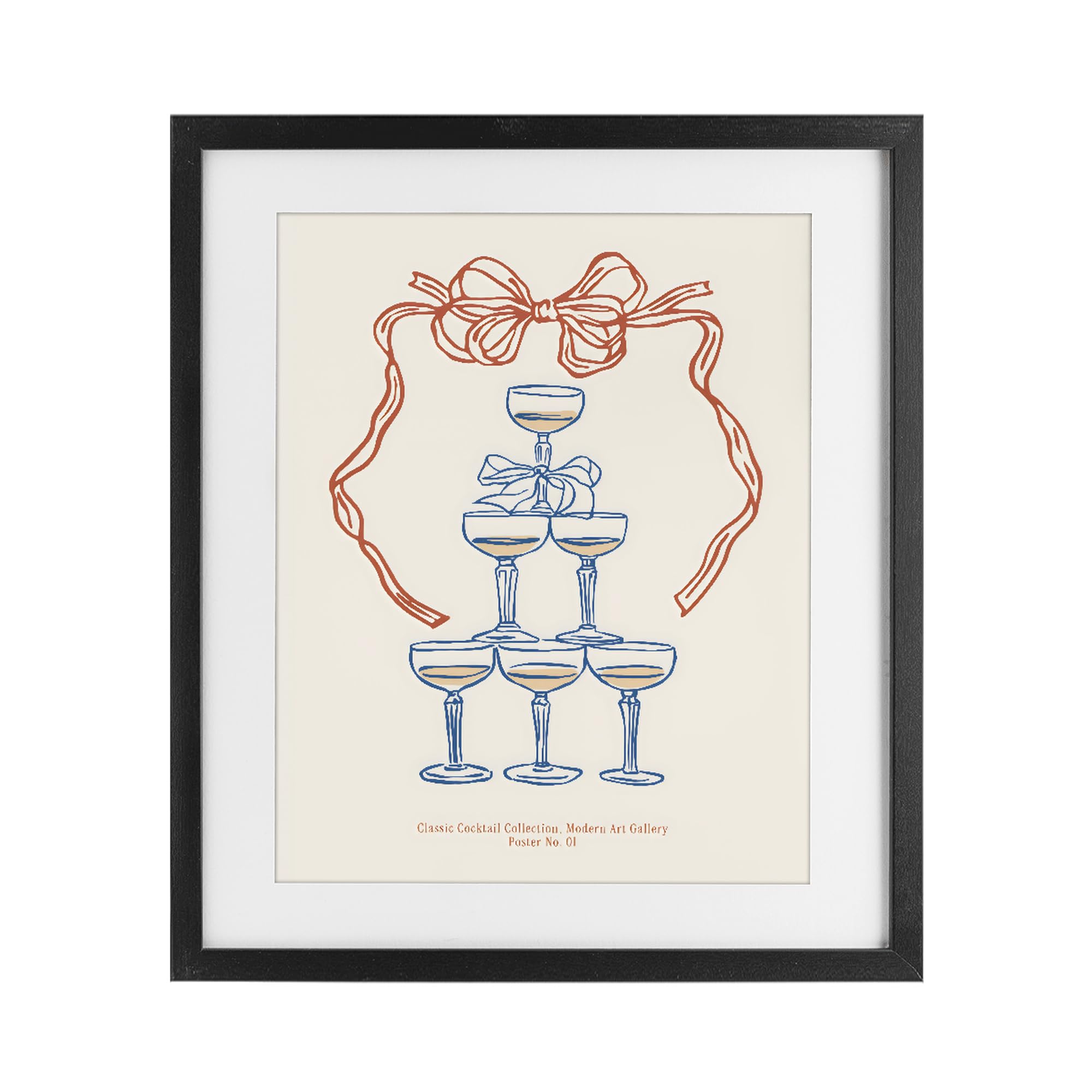 Classic Cocktail Tower Glam, gerahmter Druck unter Glas, 33 x 40 cm