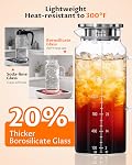 Paquet de 2 68oz Pitcher en verre Borosilicate avec couvercle et poignée, 2L Carafe résistant à la chaleur avec double filtre Spout pour chaud & Boissons froides, thé glacé, café et jus