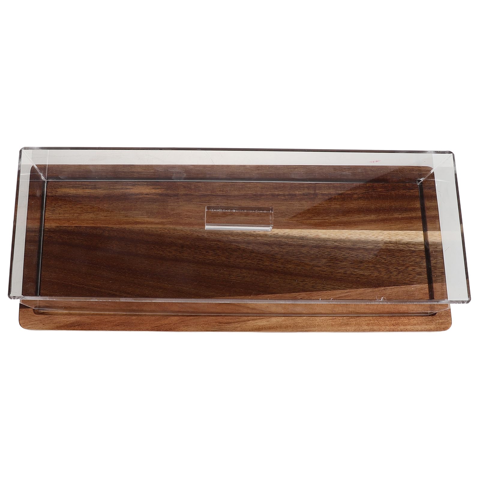 Plateau Rectangulaire en Bois Facile à Nettoyer et Entretenir avec Couvercle Acrylique Transparent Support à Gâteau, pour Snacks et Pains, pour Buffets et Fêtes