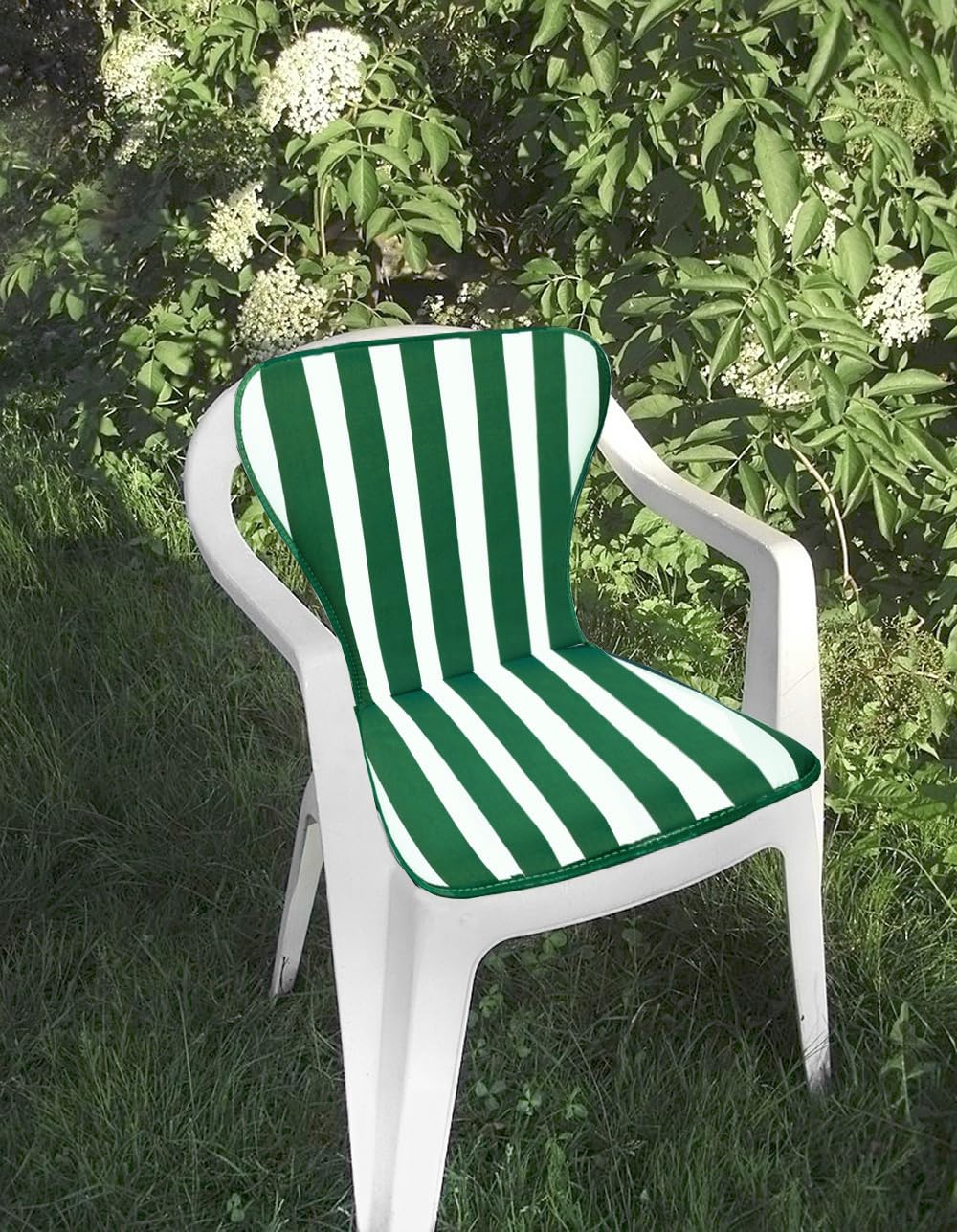 Cojín para silla con respaldo universal - 100% Made in Italy - Mod. Violino - Diseño a rayas, VERDE