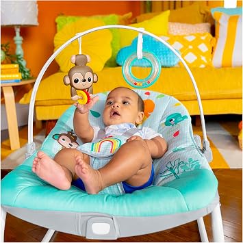 Bright Starts Wild Vibes Infant to Toddler Rocker with Vibrations, Unisex, Newborn +