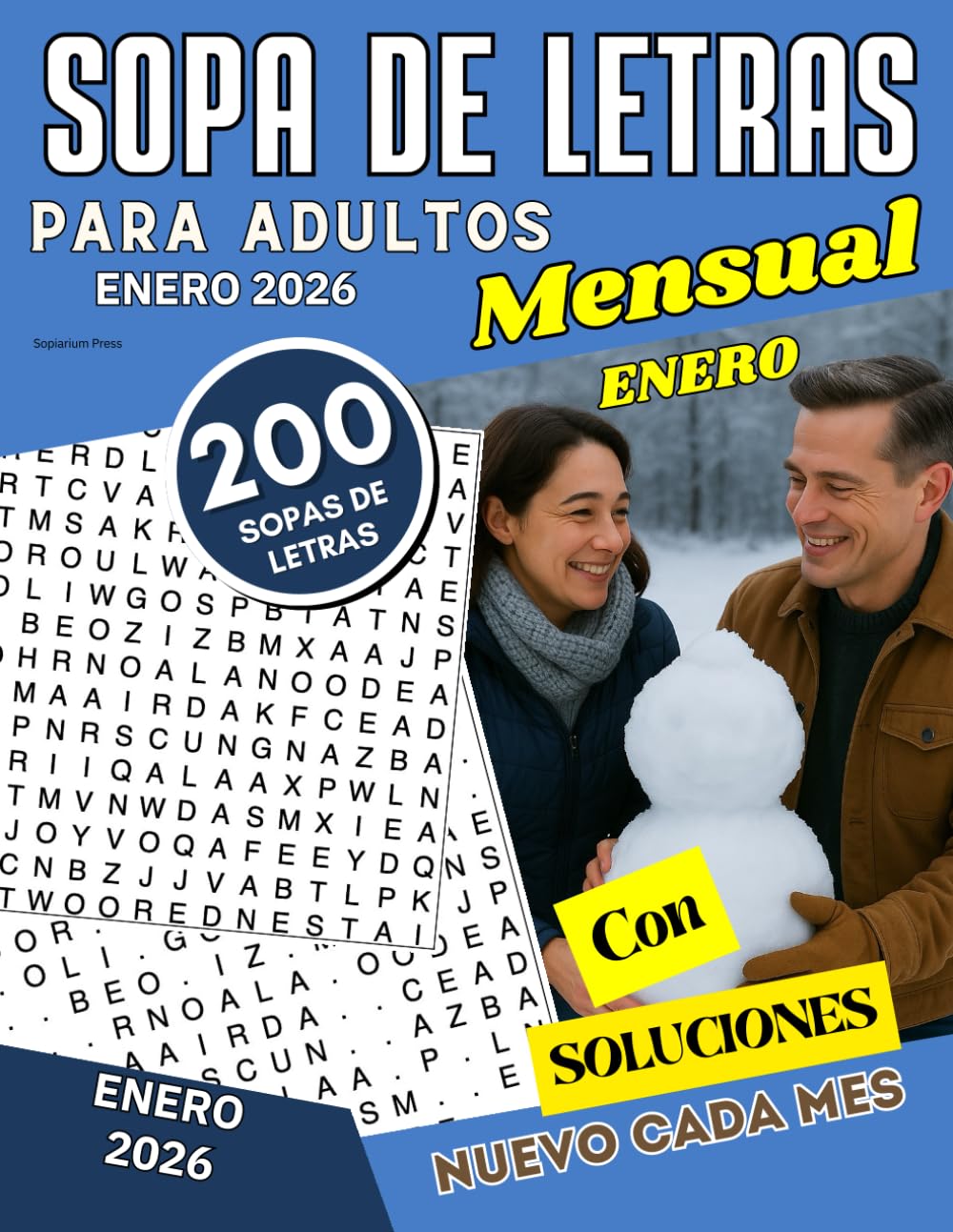 200 Sopas de Letras para Adultos Mensual - Edición Enero 2026: Letra grande | Juego de palabras para adultos y personas mayores - (Libro de pasatiempos para ejercitar la mente)