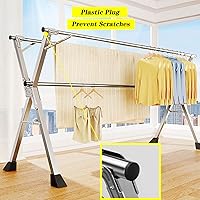 Vista 5 de Estante retráctil de secado de ropa para lavandería, perchero de acero inoxidable para lavandería (60 pulgadas)