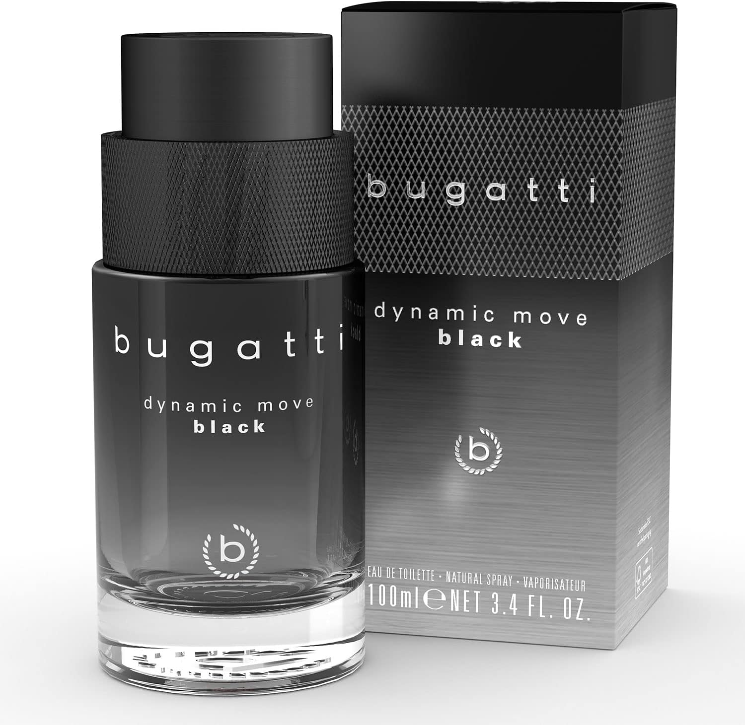 bugatti Perfume Men's Dynamic Move Black 100 ml I Oriental Woody Eau de Toilette Men I Sensual Strong Combination of Cashmere Wood, Musk & Lychee I Fruity, Fresh & Woody Warm