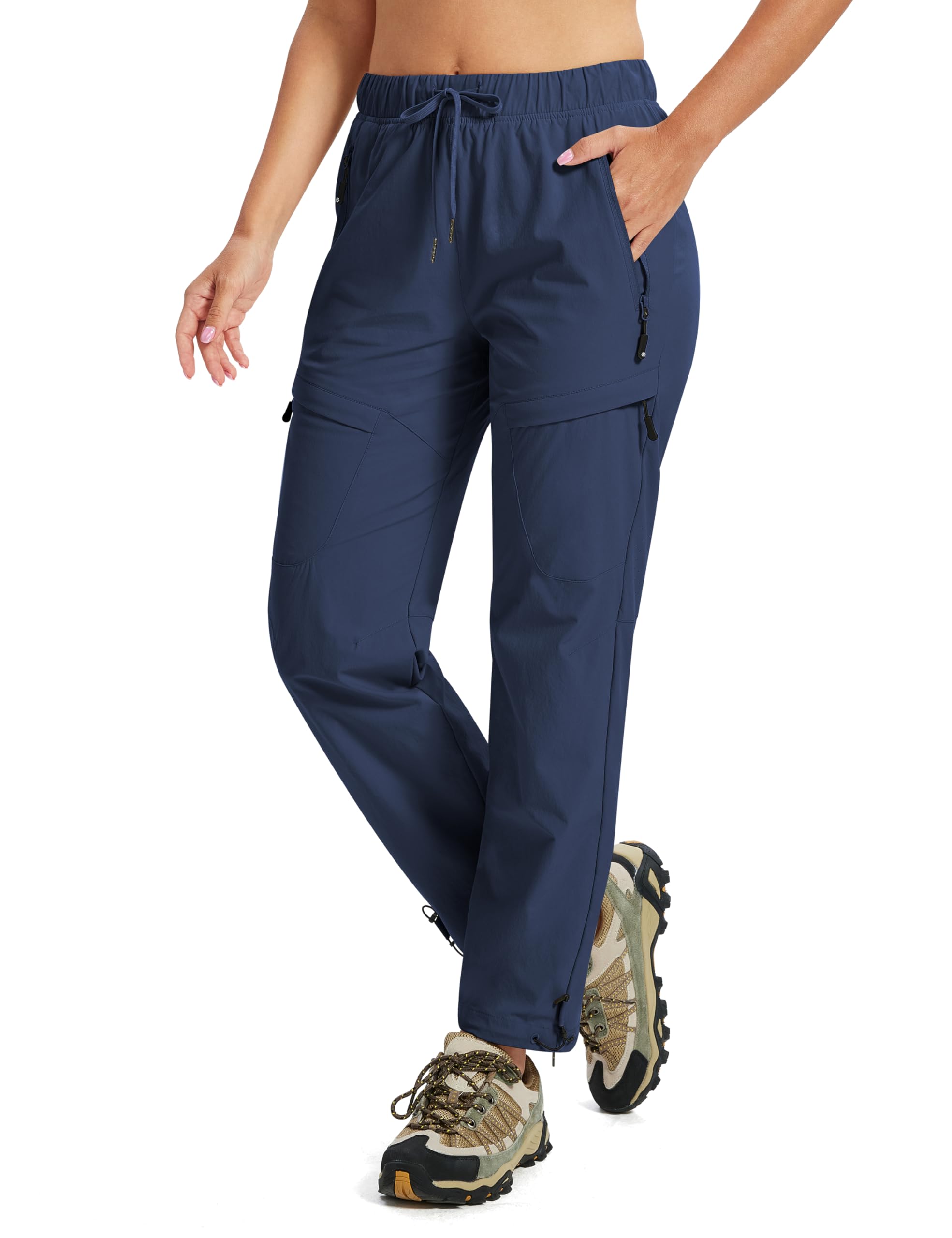 MoFiz Wanderhose Damen Outdoorhose Cargo UV-Schutz Trekkinghose Stretch-Hose Leichte Funktionshose mit 5 Reißverschlusstaschen
