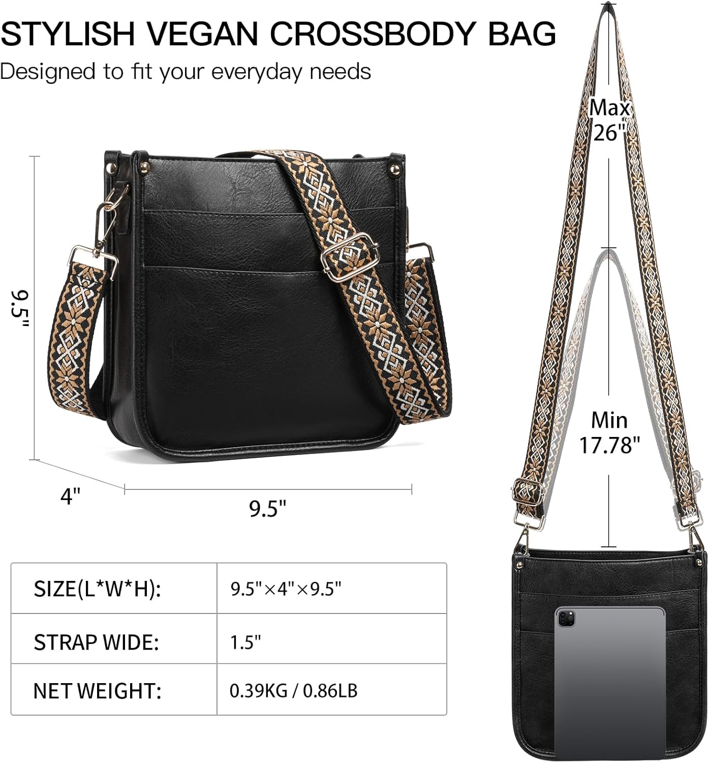 SENDEFN Crossbody Bags for Women Vegan Leather Hobo Purses Shoulder Handbags With Wide Shoulder Strap - Image 5