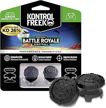 KontrolFreek FPS Freek Battle Royale Nightfall for Xbox One and Xbox Series X | Performance Thumbsticks | 2 High-Rise Convex (Domed) | Black