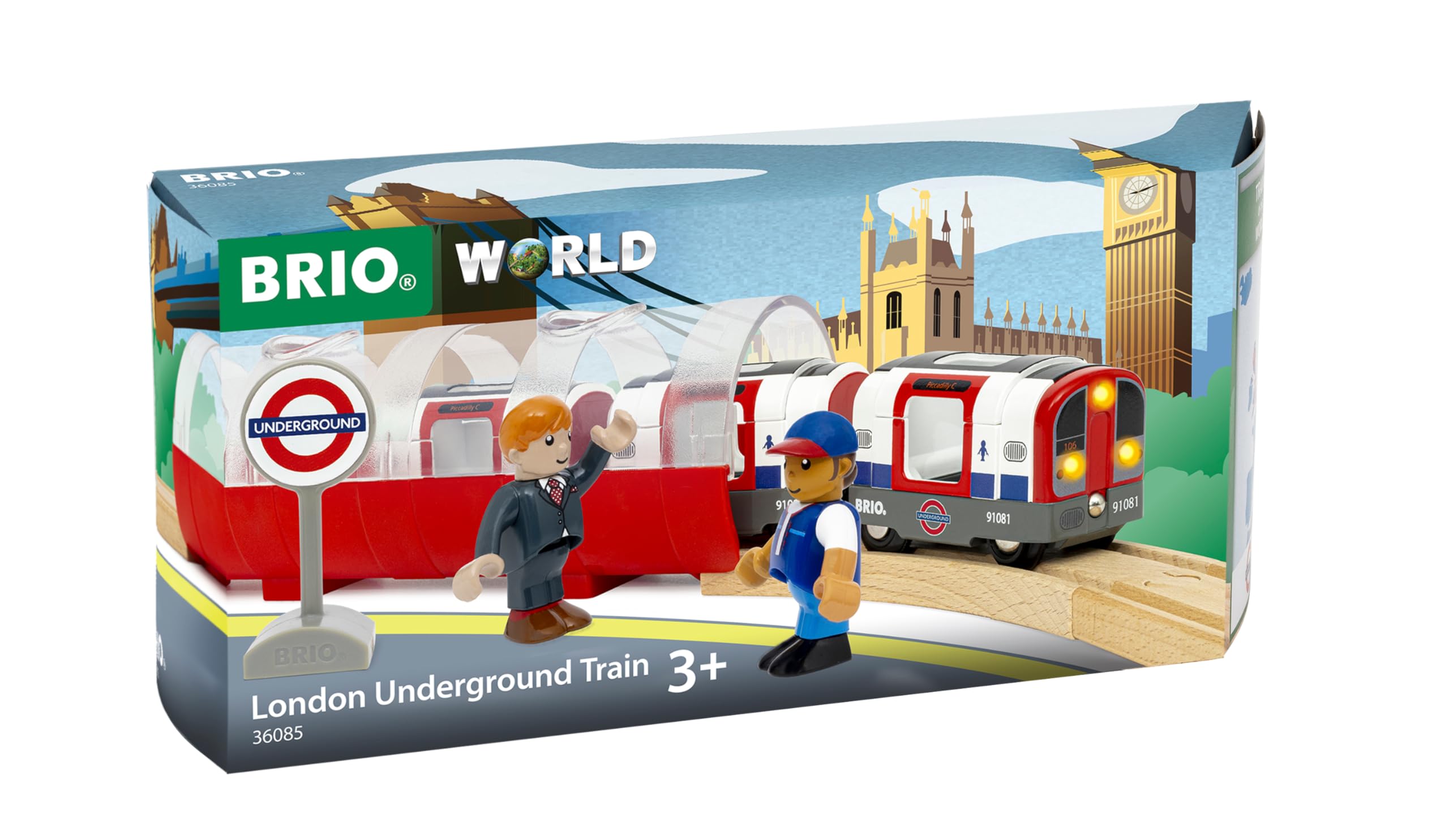 BRIO World - 36085 Trains of The World Londoner U-Bahn mit Licht und Sound | Spielzeugzug mit Licht & Sound für Kinder AB 3 Jahren