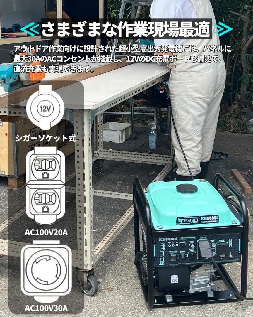 インバーター発電機 定格出力4.8kVA 小型発電機 高性能 ガソリン発電機 インバーター発電機 定格出力4.8kVA 小型発電機 高性能 ガソリン発電機イン