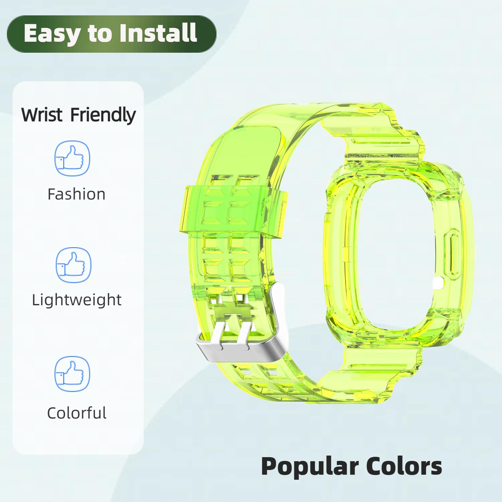 Przezroczysty pasek do zegarka kompatybilny z Fitbit Sense 2 / Sense Bands, Fitbit Versa 4 / Versa 3 dla kobiet i mężczyzn, silikonowy, przezroczysty, kryształowy pasek do smartwatcha Fitbit