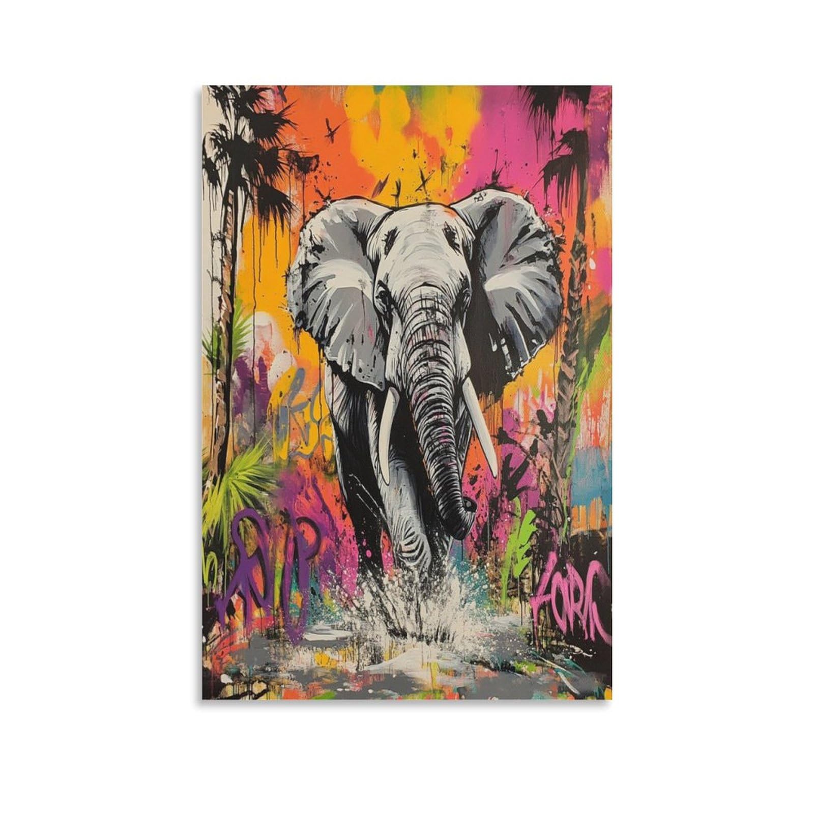 Cuadros decorativos de elefante: lienzo de 50x75 cm para salón 6
