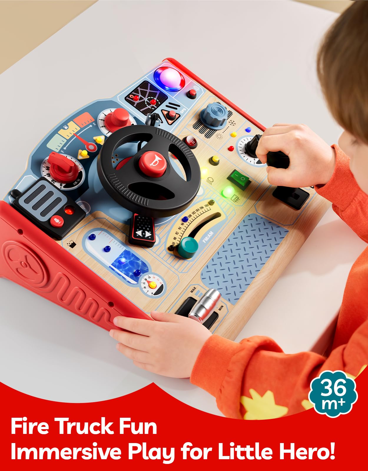 TOP Bright Montessori Busy Board con luce LED, giocattoli sensoriali con suoni e interruttori, tavola di attività per bambini dai 3 ai 5 anni, giocattolo per guida in auto per bambini di 3 anni