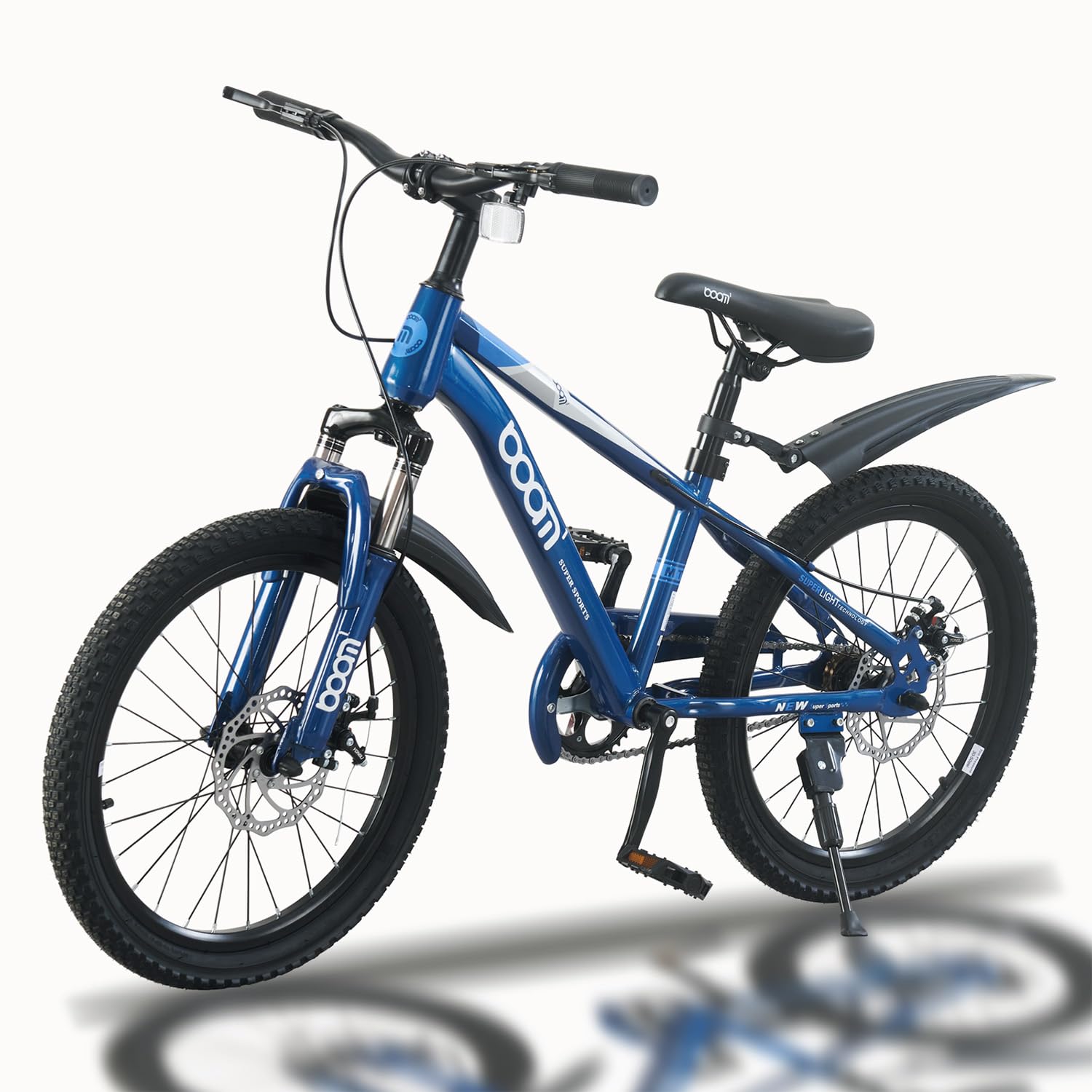 TRIOBLADE Kids Bike 18" 20" 22" Kids Mountain Bike for Boys and Girls Junior Mountain Bikes Children Bicycle with Shock Absorber 12.25-Inch Frame Dual Disc Brake 5-14 Years Old (Blue, 22 inch)