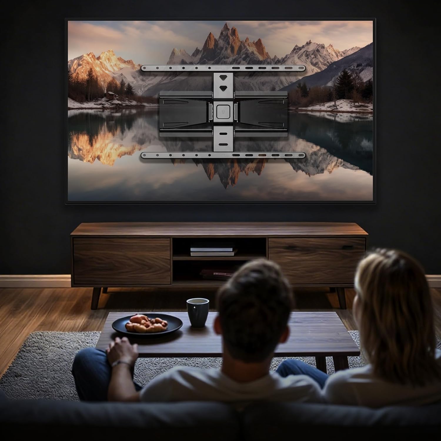 PUTORSEN Ultra-Slim TV Wall Mount for Most 43-90 Inch TVs, 0.77" Thin Low Profile Full Motion Bracket, Max VESA 600x400 mm, Holds up to 110lbs, Fits 16/18" Studs