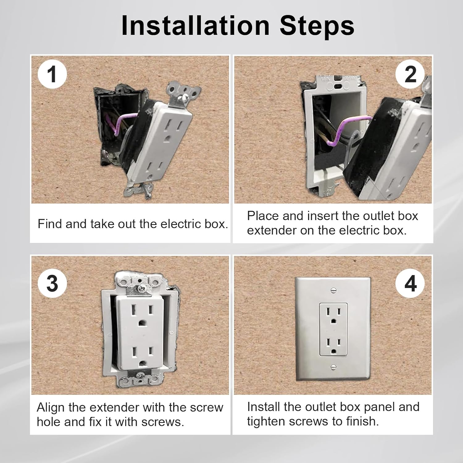 OwnMy 6PCS Electrical Outlet Box Extenders 1 Gang Electrical Box Extender, Single Gang Electric Box Extender, 1-Gang Electric Power Outlet Switch Receptacle Extenders