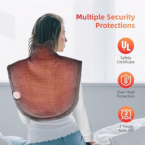 Miniatura 7 de COMFIER Almohadilla térmica para cuello y hombro, almohadilla térmica ponderada portátil, almohadilla térmica de cuello y hombros para aliviar el