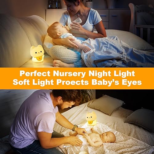 Miniatura 4 de Linda lámpara de gato, luz nocturna de gato, luz nocturna recargable regulable, lámpara LED de noche de silicona para habitación del bebé, con