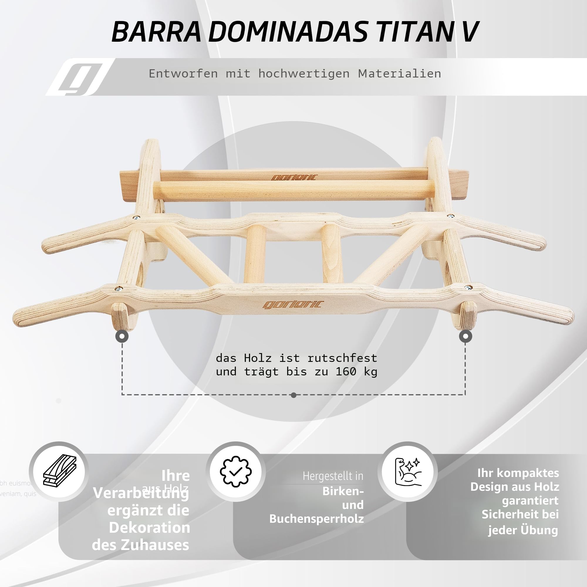 Klimmzugstange, Pull-Up-Bar, Mehrere Griffe, bis zu 130kg, Workout, abnehmbar von der Wand
