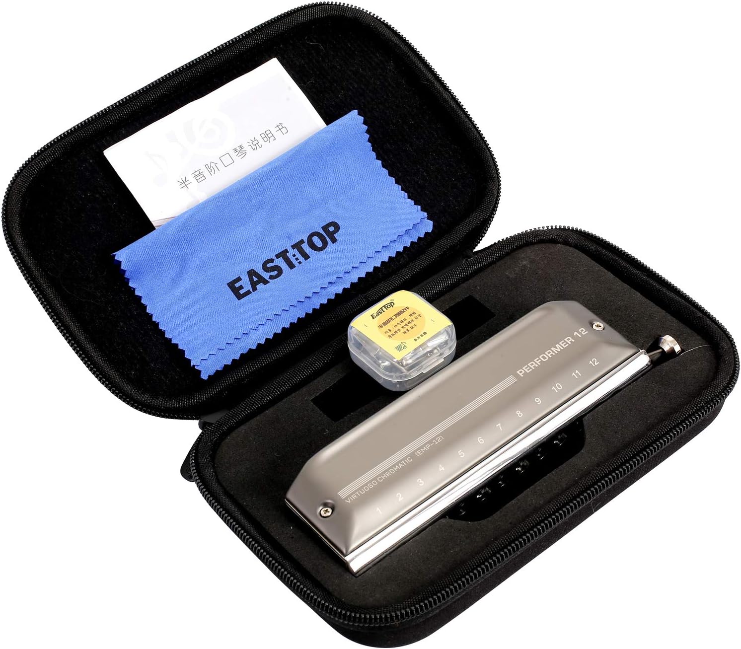 East top Upgrade Chromatic Harmonica 12 Hole 48 Tone Key of C, Aluminum Comb Chromatic Mouth Organ Harmonica For Adults, Students and harmonica lovers