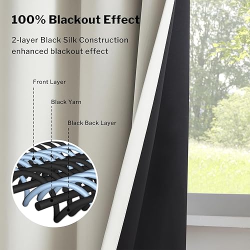 Miniatura 4 de 2 paneles de cortinas opacas con ojales, paneles de cortina de privacidad total, cortinas con aislamiento térmico con alzapaños, cortinas de bloqueo