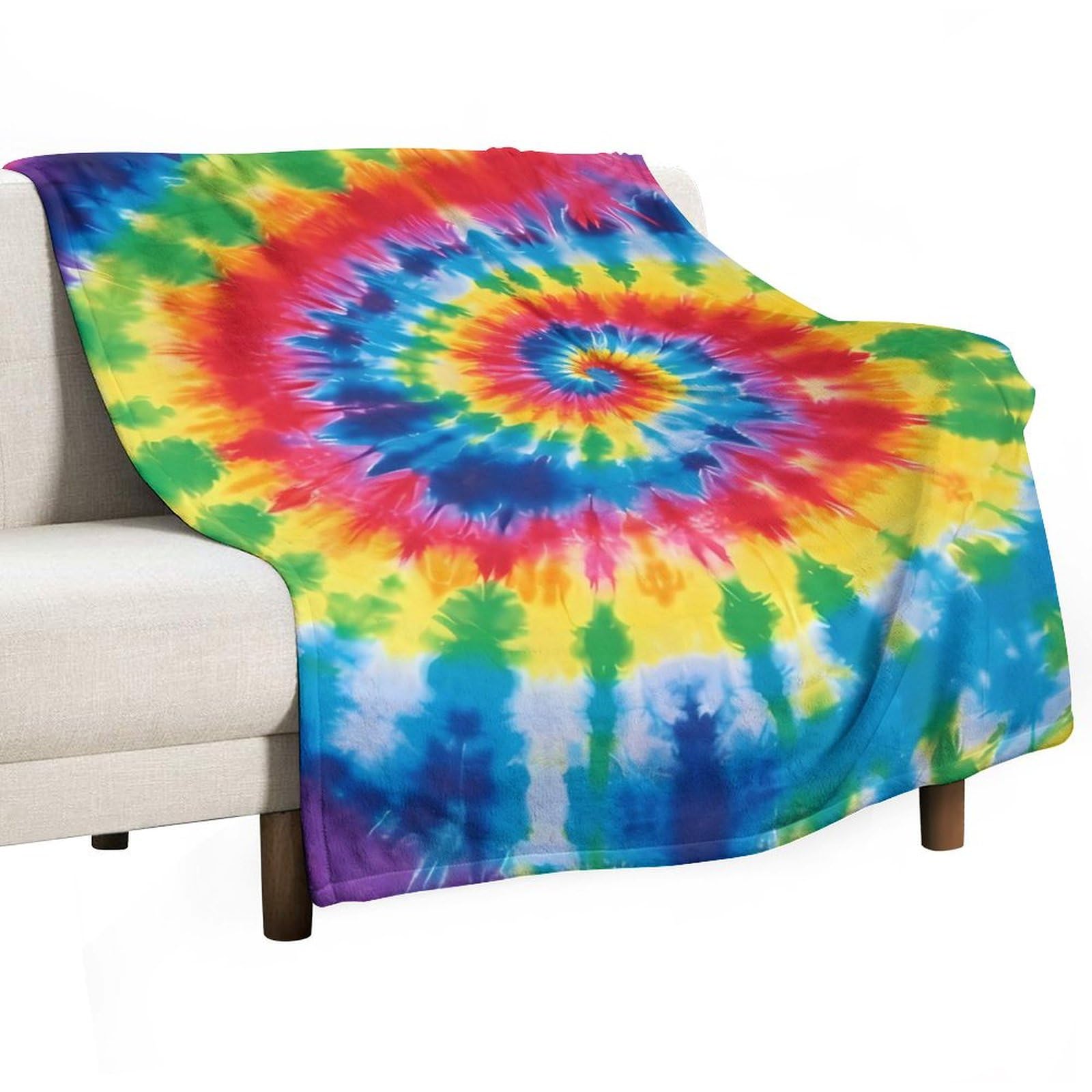 Couverture arc-en-ciel chaude pour cocooning sur le canapé du salon