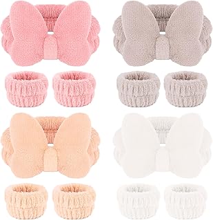 CAVETEE Spa Headband for Washing Face, 4 Pack Fuzzy Skincare Cute Butterfly Hair Band for Shower Yoga Beauty Soft Makeup Skin Care Hair Accessories for Women